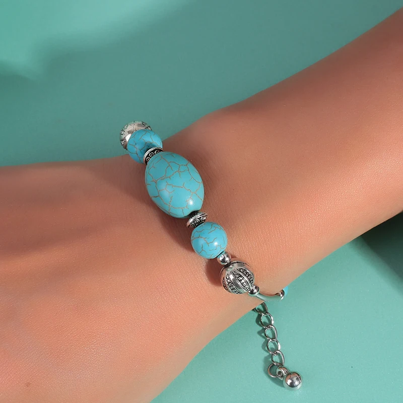 Bohemia Handmade Turquoise Beads Bracelet for Women Girls Party Festival Jewelry Gifts