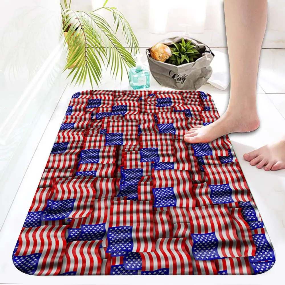 American Flag Long Rugs Nordic Style Bedroom Living Room Doormat Home Balcony Anti-Slip Household Carpets