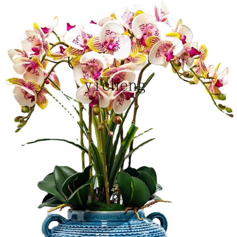 

ZK New Hand-Feel Pu Phalaenopsis Artificial Flower Bonsai Juan Floriculture Ornament Furnishing