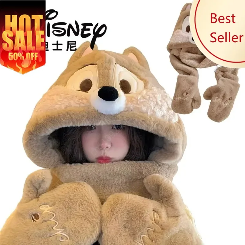 

Disney Plush Hat, Scarf, Gloves, Cartoon Chip & Dale Winter Warm Three-Piece Set Casual and Fashionable's Gifts