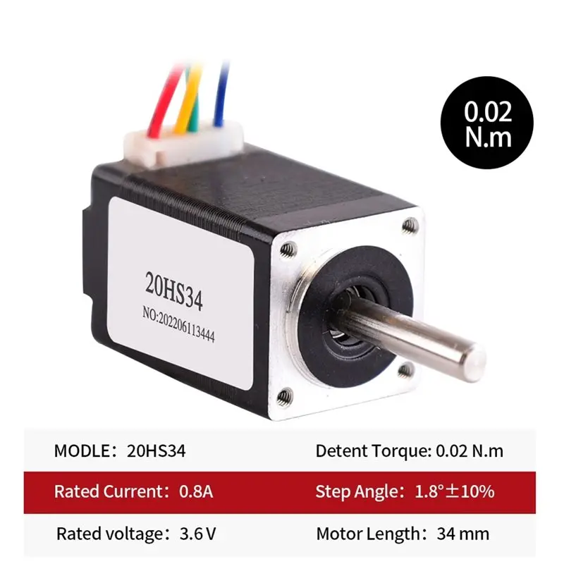 ABLK Nema 8 Stepper Motor High Torque For 20HS34 Series Motor 21Mn.M 34Mm 0.8A 1.8 Degree 21Mn.M = =