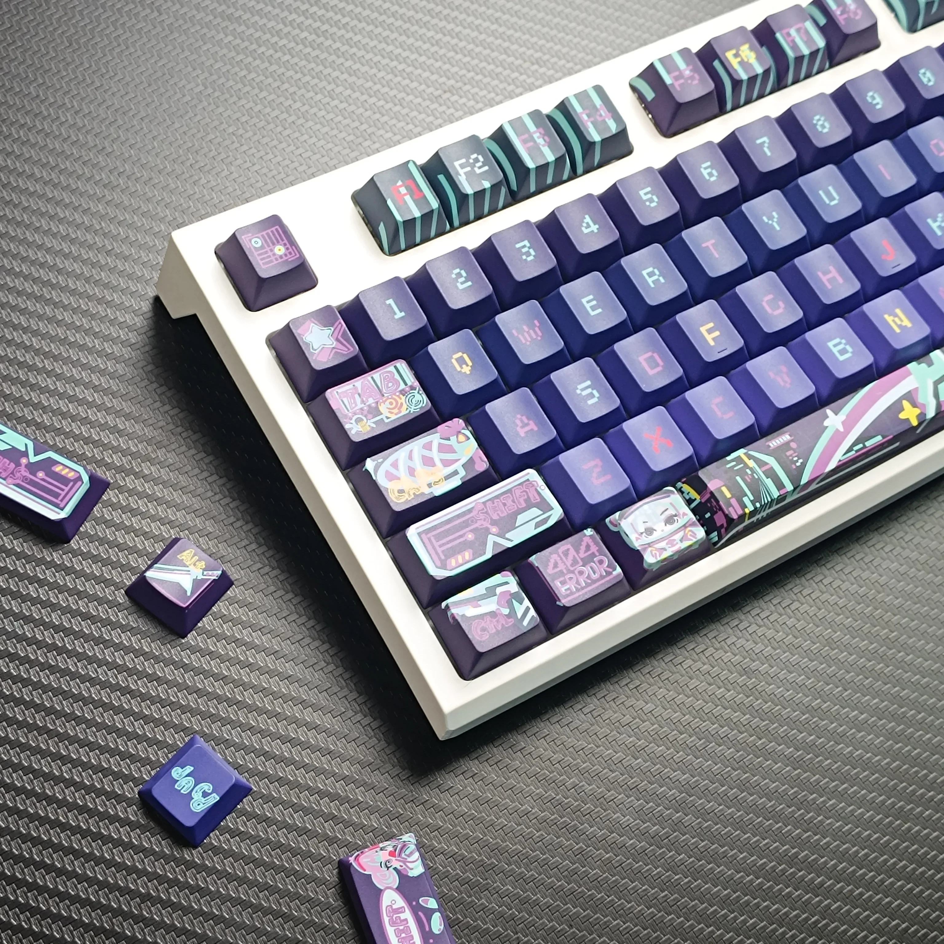 

Dark night purple theme keycap PBT sublimation mechanical keyboard keycap 61/75/87/98/104/108