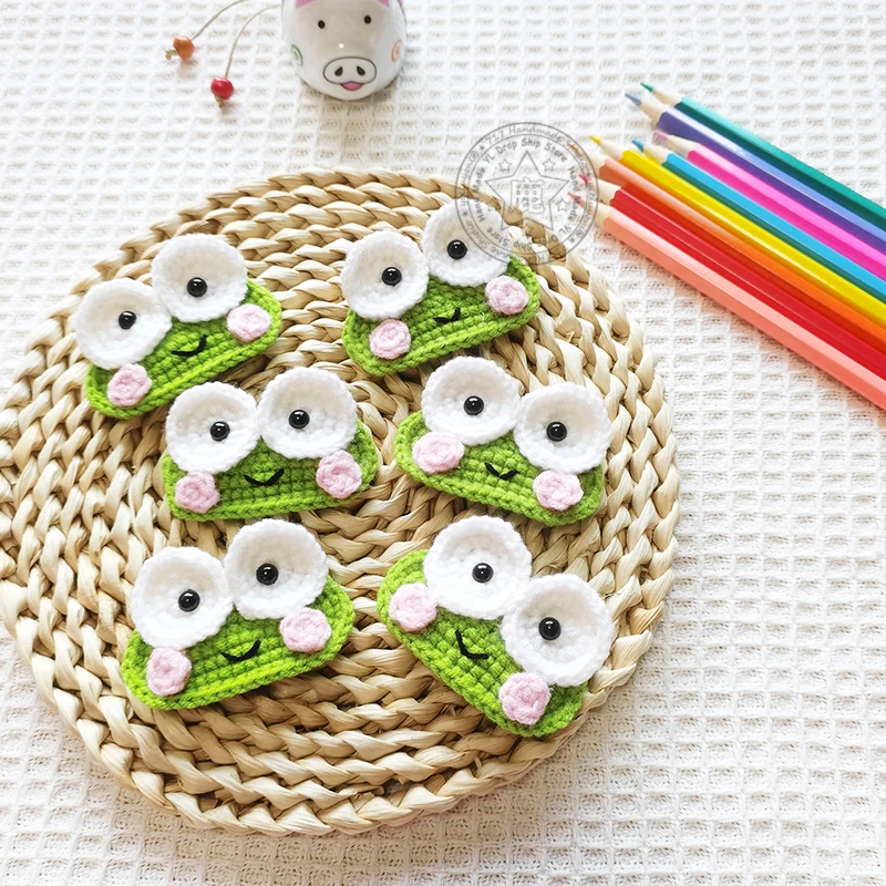 3D Cartoon Frog Handmade Crochet Hair Clips Girls Cute Barrettes Fashion Wool Knitting Headwear Women Hair Accessories