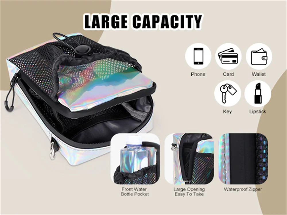 Wasserdichte Kleine Umhängetasche Multi-Taschen Schultertasche Outdoor Reise Brusttasche mit Netztasche für Männer Frauen – Detail 3