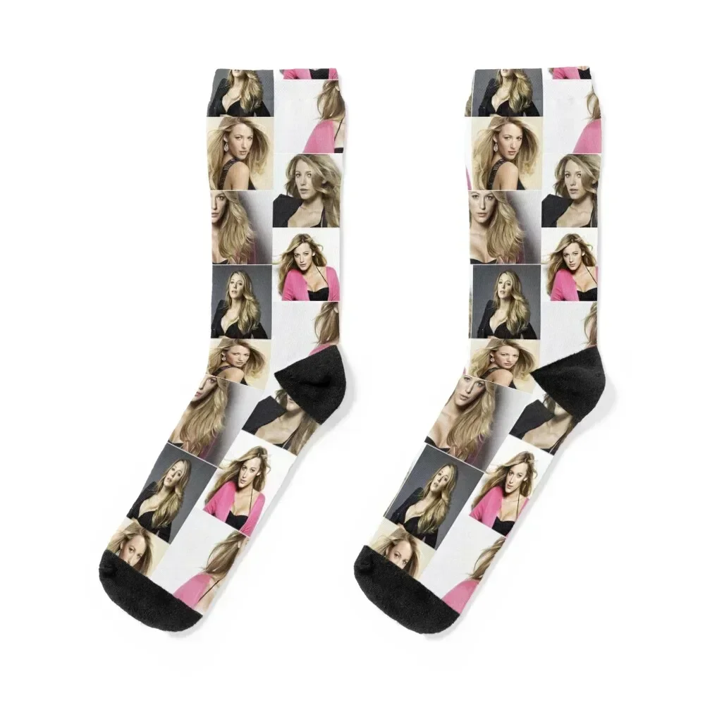 

Blake Lively American actress Dressed Up Aesthetics Photos Collage - 1 Socks Running custom sports Socks Girl Men's