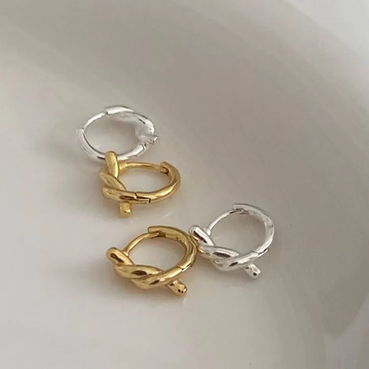 Knot Circle Ear Cuff S925 Silver Post Minimalist for Women Unique Comfortable to Sleep in Everyday Ins Style Daily Wear