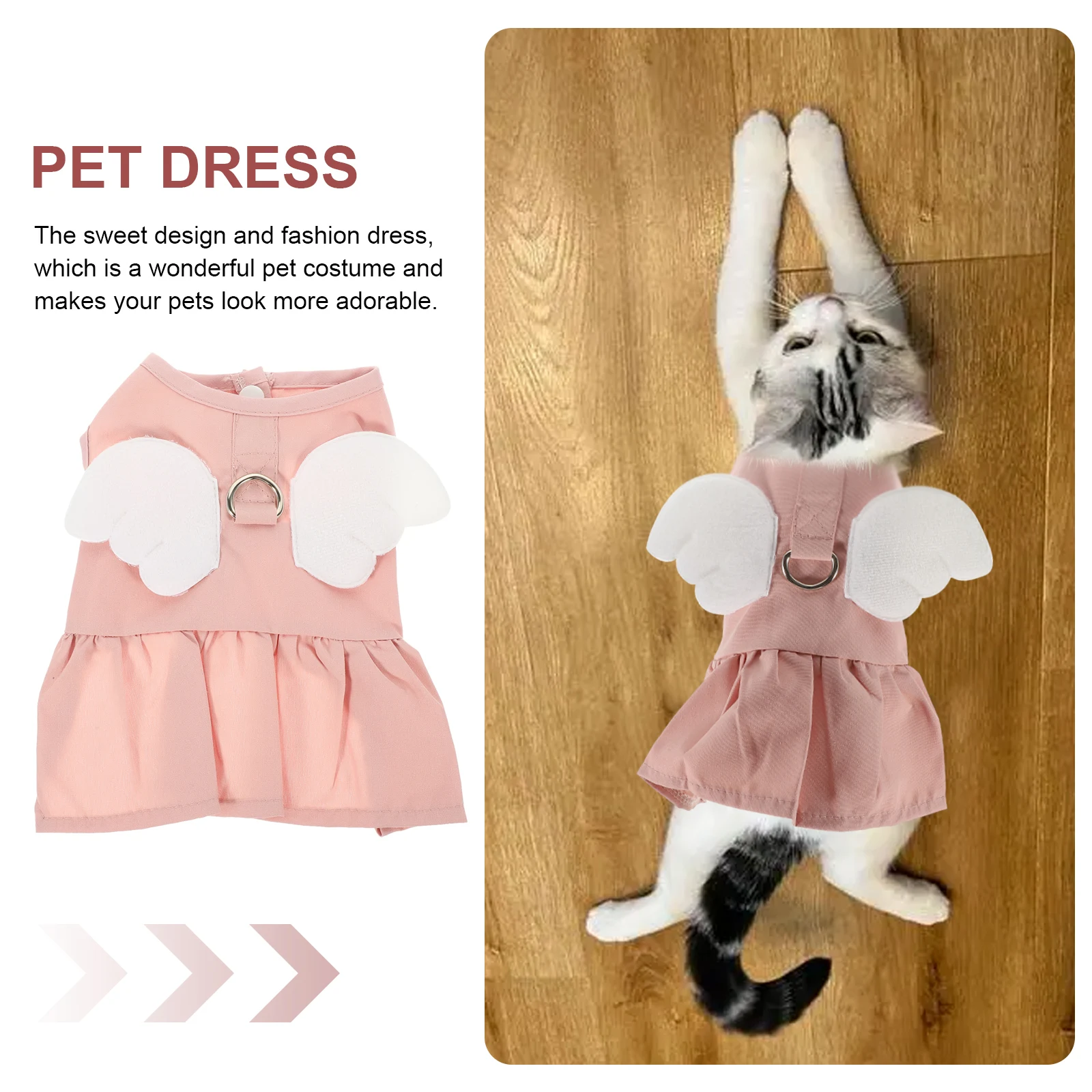 

Summer Cat Dress Brick Size Angel Wings Pet Clothes Cotton Polyester Dog Skirt Comfortable Clothes For Photo Parties