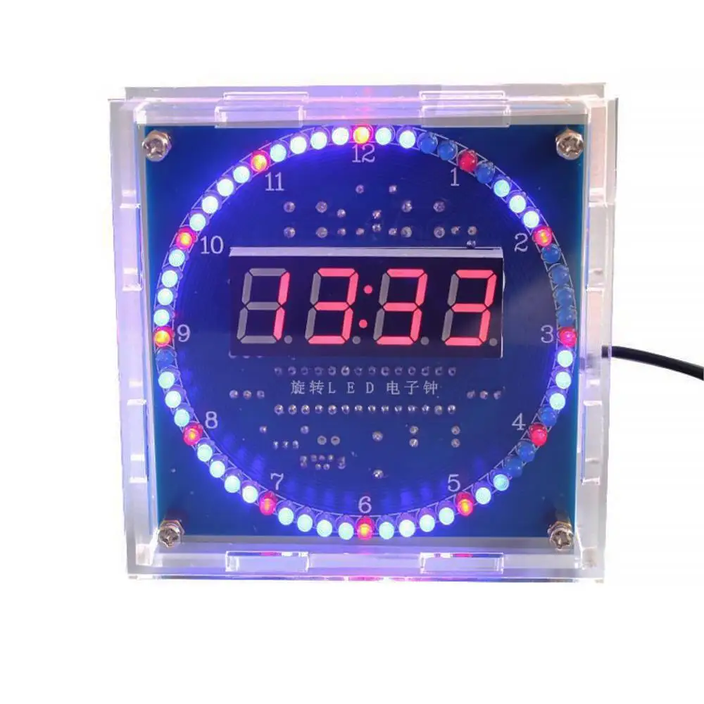 Rotating LED DIY Electronic Clock Kit / Shell DS1302 Digital Clock Light Controlled Temperature Display Microcontroller Welding