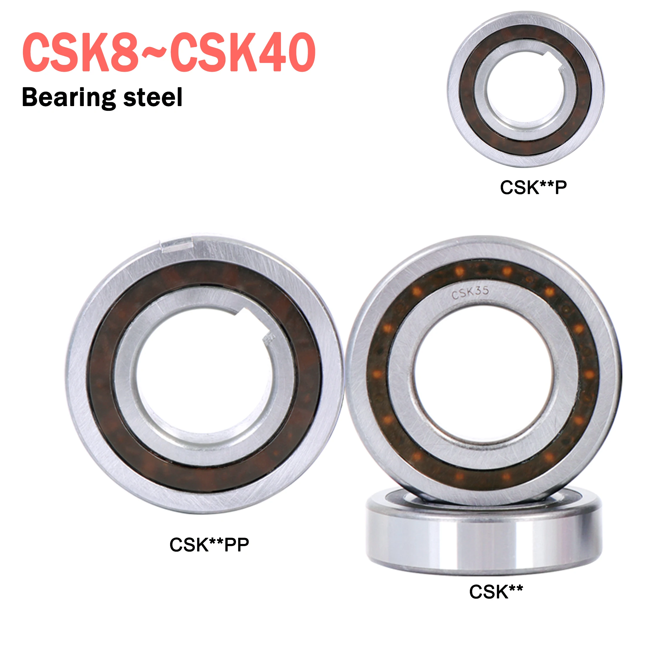 One Way Bearing CSK8/CSK12/CSK15/CSK17/CSK20/CSK25/CSK30/CSK35/CSK40/P/PP With Keyway Clutch Backstop Bearing Dual Keywa