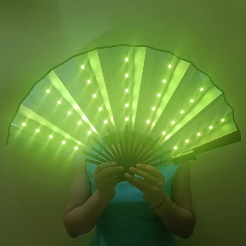 قابلة للشحن LED تضيء مروحة قابلة للطي التحكم عن بعد متعدد الألوان توهج لوازم الحفلات النادي الليلي الهذيان الرقص الأداء الهتاف #4