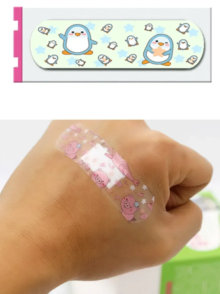 100 Stks/partij Kawaii Cartoon Dierenpatroon Waterdicht Bandhulpmiddel Hemostase Kleefstof Babyverbanden Gewikkeld Pleisterpleisters Voor Kinderen