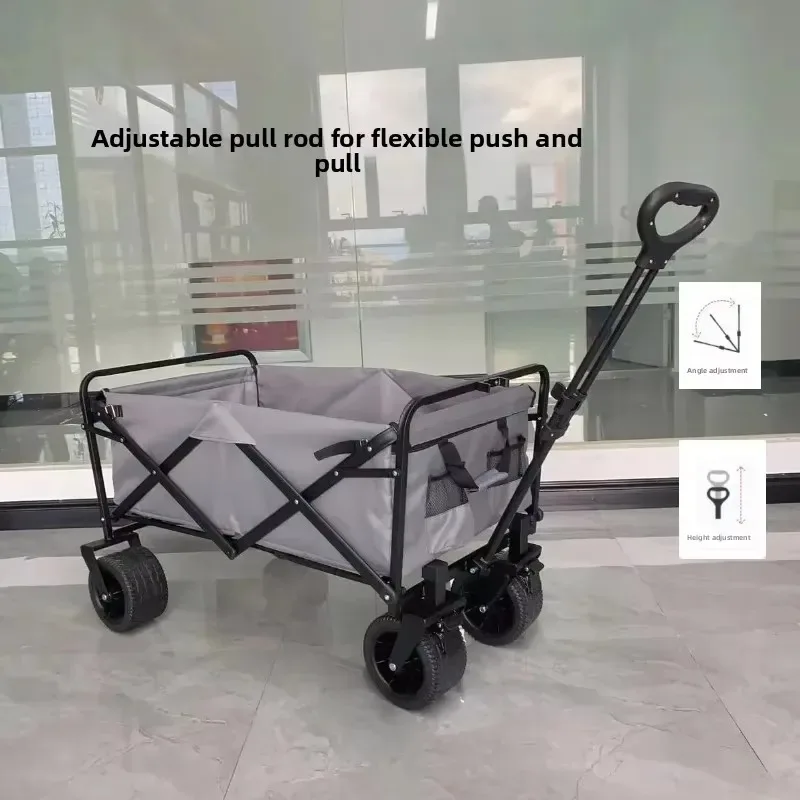 STLF Outdoor foldable metal trolley with two wheels, measuring 90x50x60cm, suitable for camping, shopping, fishing and