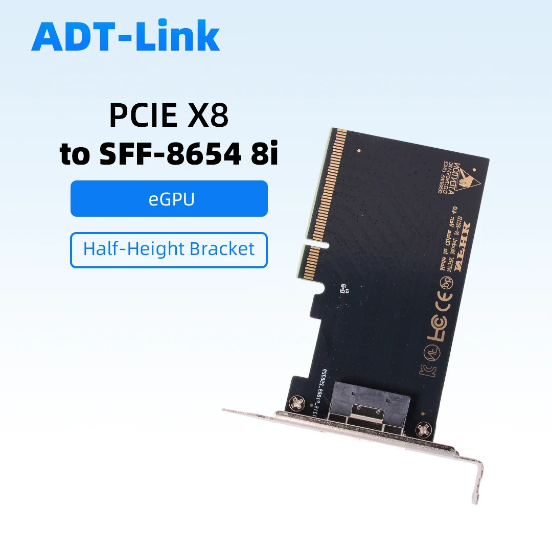 PCIe X8 X16 To SFF-8654 8i X8 External Graphics Card EGPU Adapter Card PCIe X8 X16 for Graphics Dock GPU SFF 8654