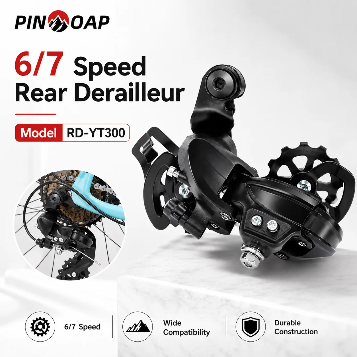 

PINMOAP 1PC YT300 Bike Rear Derailleur 6/7 Speed Bicycle Gear Shifter Durable MTB Road Bike Transmission Replacement Parts