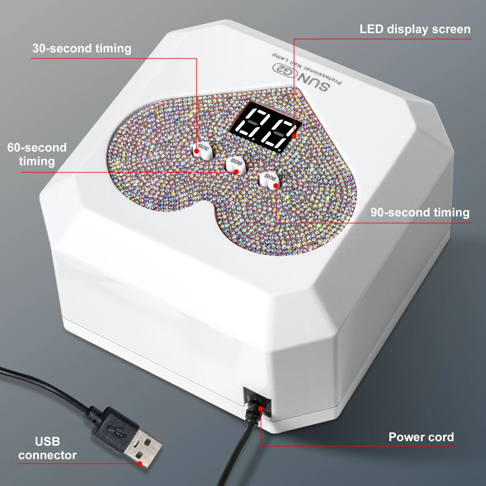المهنية الأشعة فوق البنفسجية LED مسمار مصباح مريحة USB مسمار مجفف لعلاج طلاء الأظافر هلام مع الموقت التلقائي الاستشعار مانيكير أداة