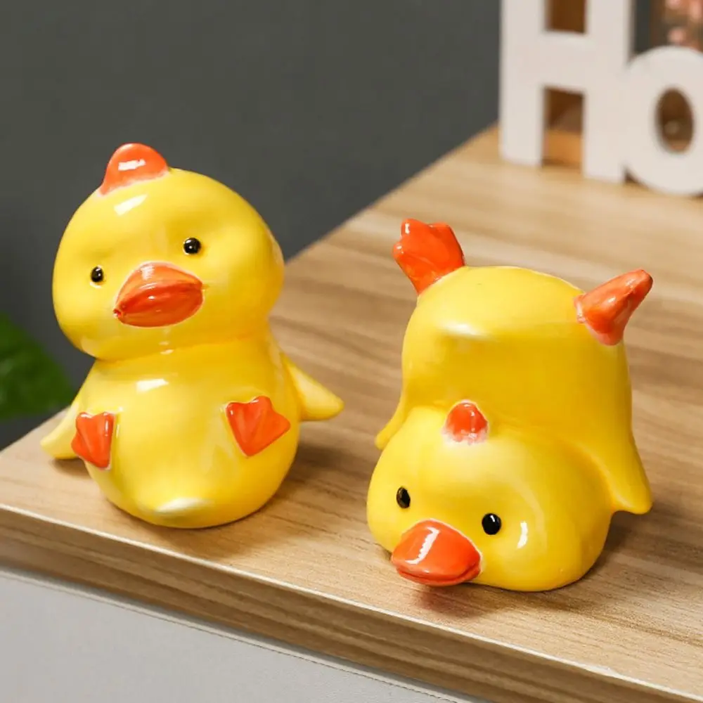 Keramik-Ente, Miniatur-Figur, Statue, Sammlerstück, gelbe Ente, Ornamente, Kunsthandwerk, Mikrolandschaft, Haustier-Ente, Landschaftsdekoration