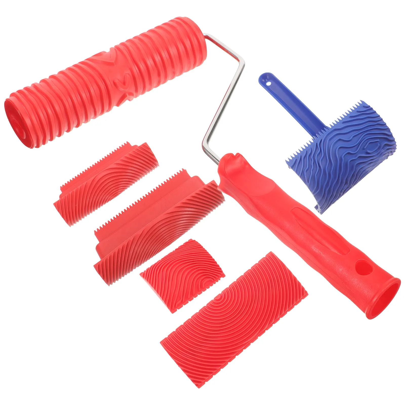 

6pcs Grain Roller Grain Tool Set Painting Rubber H Rollers Mold Kit Wall Decoration Realistic Effects Durability