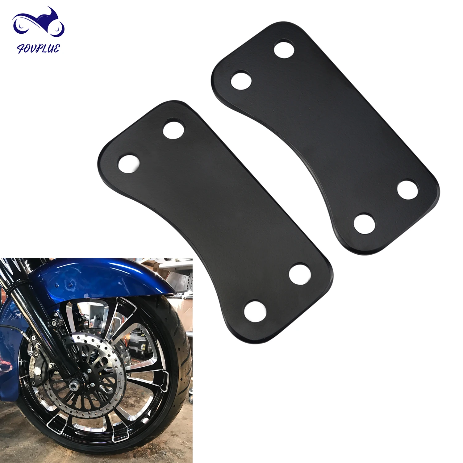 

Motorcycle Front 21" Wheel Fender Riser Lift Brackets Upgrade Black Accessories for Harley 14-24 Touring Road King Electra Glide