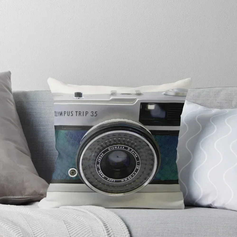 

Olympus Trip 35 in Turquoise Snakeskin Throw Pillow Luxury Pillow Case Pillow Cases Decorative Cushion Cover Luxury