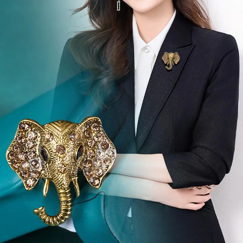 الرجعية شخصية الحيوان سبيكة الفيل دبابيس للنساء الملابس معطف مجوهرات اكسسوارات الهدايا #4