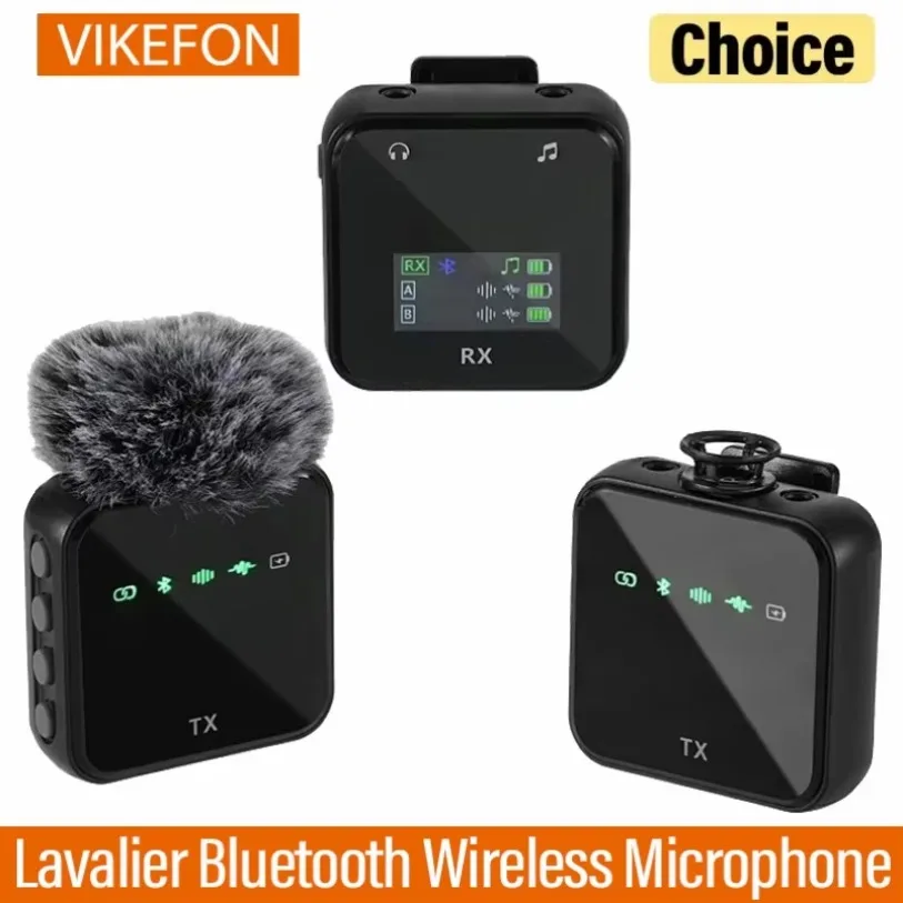 

Wireless Lavalier Microphone System Bluetooth Audio Video Voice Recording Mic for iPhone Android Mobile Phone Interview Camera