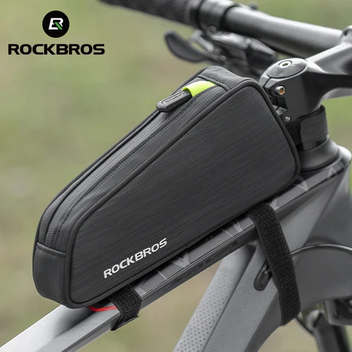 ROCKBROS-bolsa para tubo frontal de bicicleta, bolsa para cuadro impermeable, gran capacidad, 1,1l, reflectante, para bicicleta de montaña