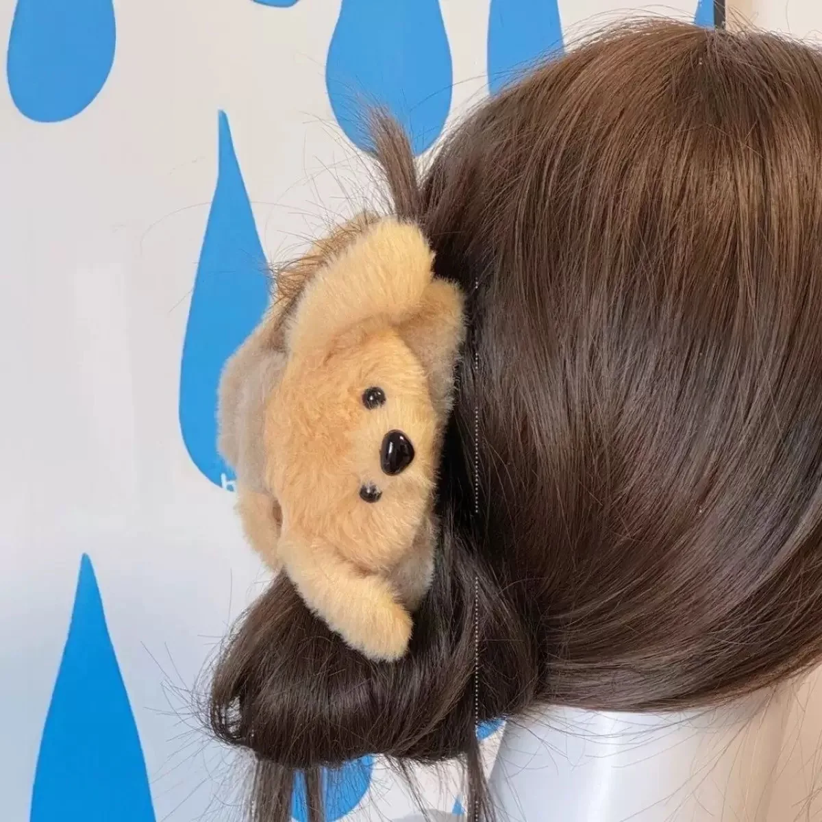 Niedliche goldene Welpen-Haarspange, große Haarspange für den Hinterkopf, Hai-Clip, hochwertige, pelzige Krallenklammern für den Herbst und Winter, Persönlichkeits-Kopf-Accessoire – Detail 6
