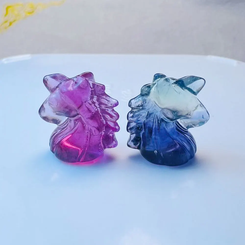 Natural Fluorite Crystal Stone Unicorn Rainbow Fluorite Mini Carvings Healing Gemstone Crystals figurines Statue Home Decor Gift