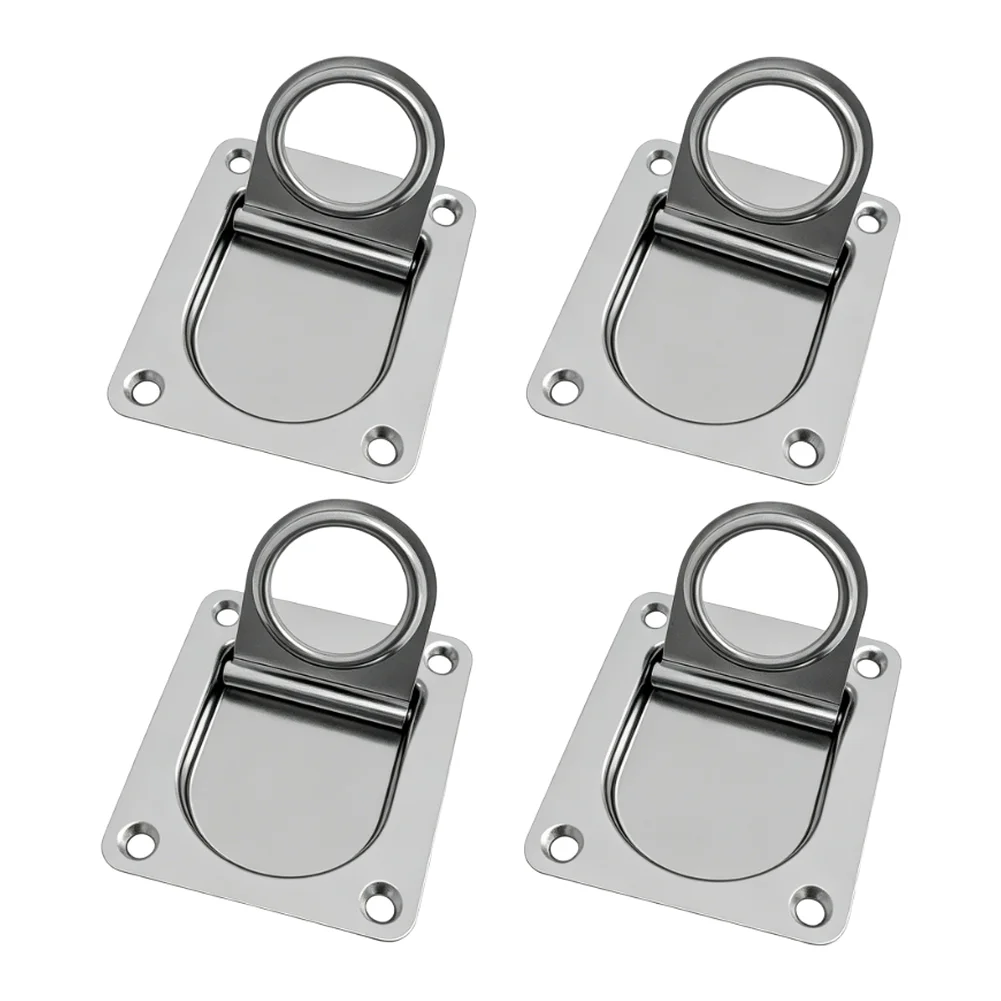4 Pack 304 Stainless Steel Recessed Locking Pull Ring Handle for Boat Trailer Flatbed and Off Road Vehicle Use