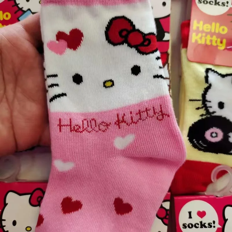 Hello Kitty Suitable for 2-5 Years Old Children Socks Cute Girl Cotton Socks Mid-Calf Socks Cartoon Anime Plush Toy Girl Gift