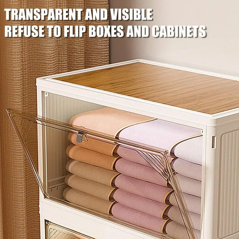 Stackable Closet Organizer Folding Storage Large Capacity Books Box Transparent Snack Toy Bin Clothes Organizer Home Accessories