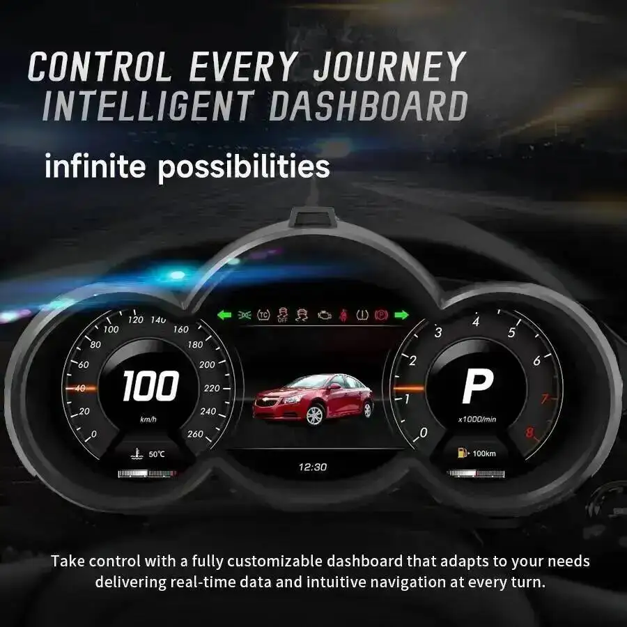 GPS Speedometer For Chevrolet Cruze 2009-2014 LCD Instrument Panel Digital Dashboard Virtual Cockpit Cluster Clock Tachometer