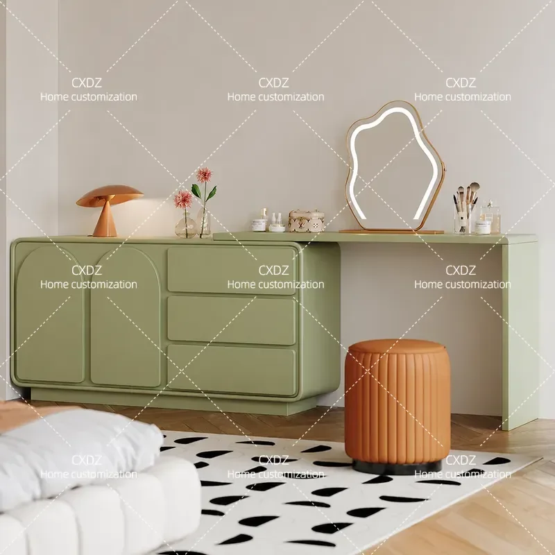 French retro dresser, chest and cabinet integrated light luxury simple makeup table, advanced small apartment, bedroom green