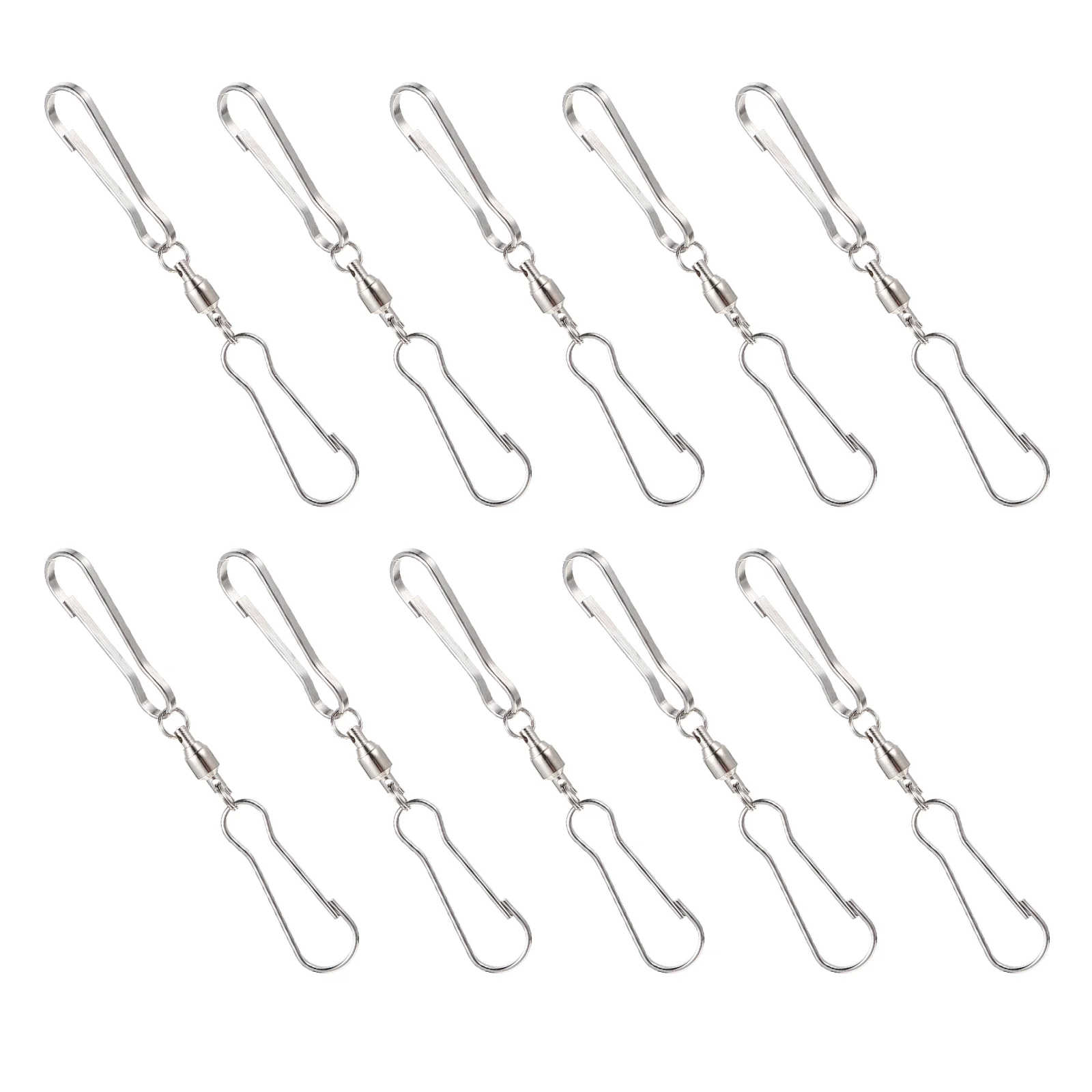 10 Pcs Decorative Hook Hanging Hooks Bearing Clips Rotating Dual Stainless Steel Bell Hanger Windbell Swivel Chimes