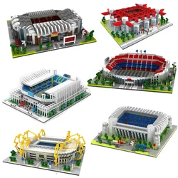 2024 Football Old Trafford Camp Nou Bernabeu San Sir Stadium Real Madrid Barcelona Club Diamond Building Blocks Toy Gift