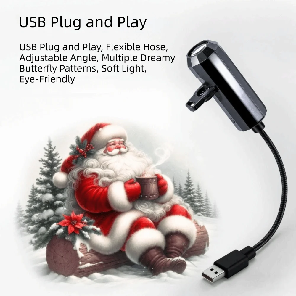 360 Degree Rotating Dreamy Starry Sky Projector USB Powered Interchangeable Slides Replacement Lamp Strip Flexible Neck