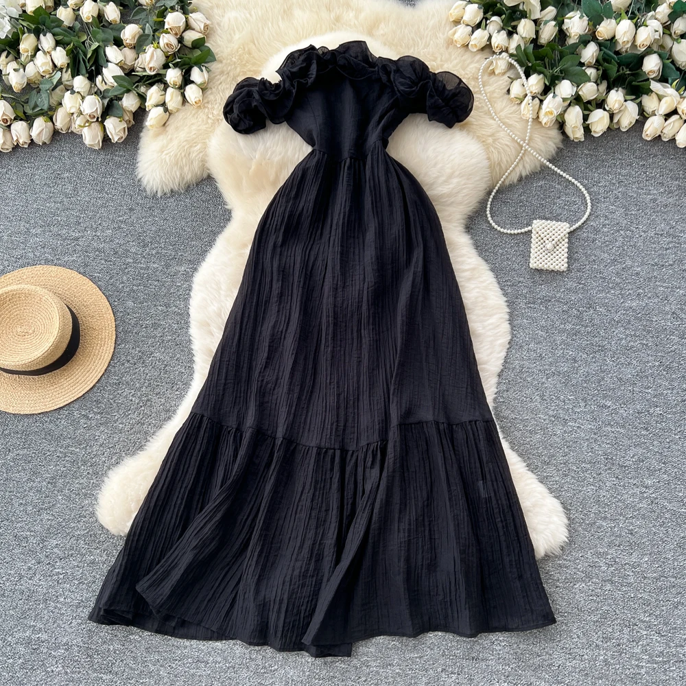 فستان أنيق حلو بدون أكتاف ورقبة مائلة فستان كوري أنيق للحفلات فستان نسائي أنيق للخريف #3