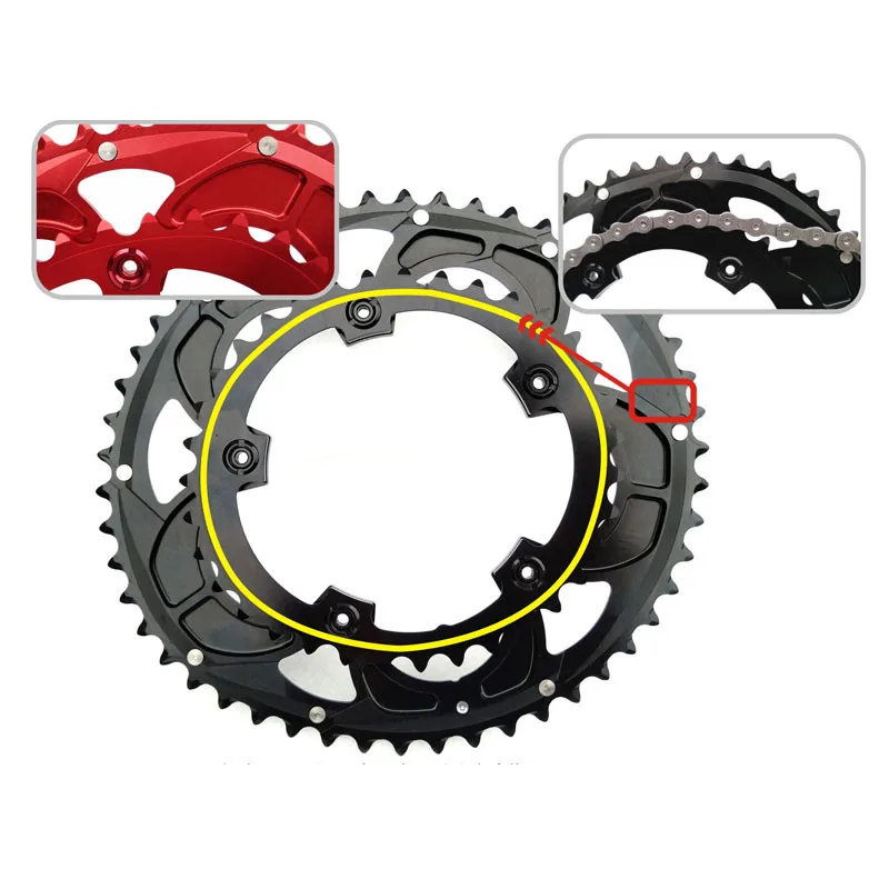 BCD110 Chainring 35T/50T 9-11speed Road Mountain Bikes Chain Ring Double Oval 7075 Aluminum Alloy Chainwheel Disc Crankset Part