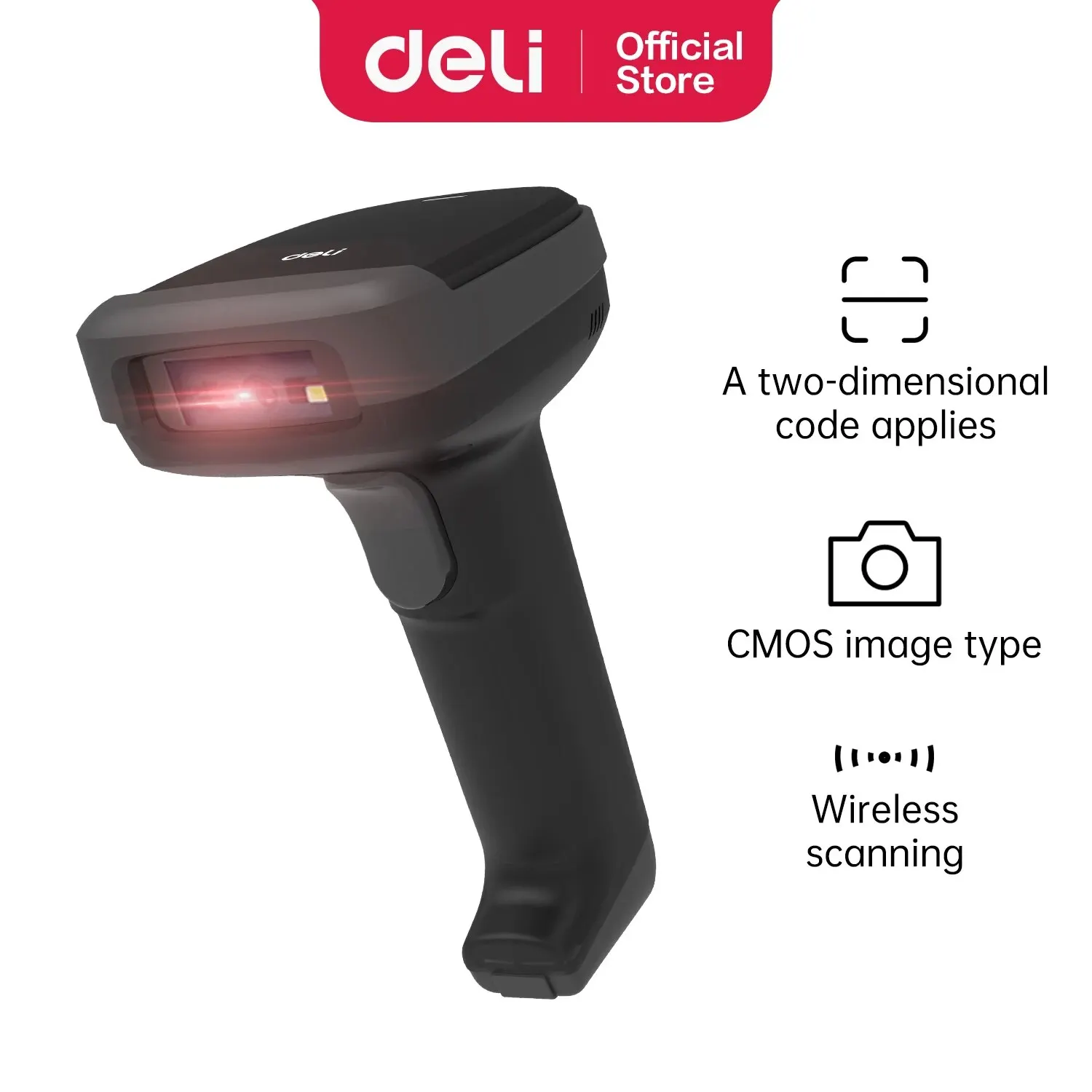 Deli-Wireless Handheld Barcode Scanner Reader, QR, 1D, Código 2D, USB, Automático, Contínuo, Portátil, ES221