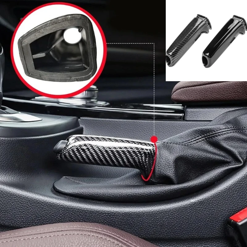 

1PCS Car Handbrake Brake Handle Cover for BMW 1-6 Series E46 E90 F10 F30 F20 E81 E87 Black Carbon Auto Interior Accessories