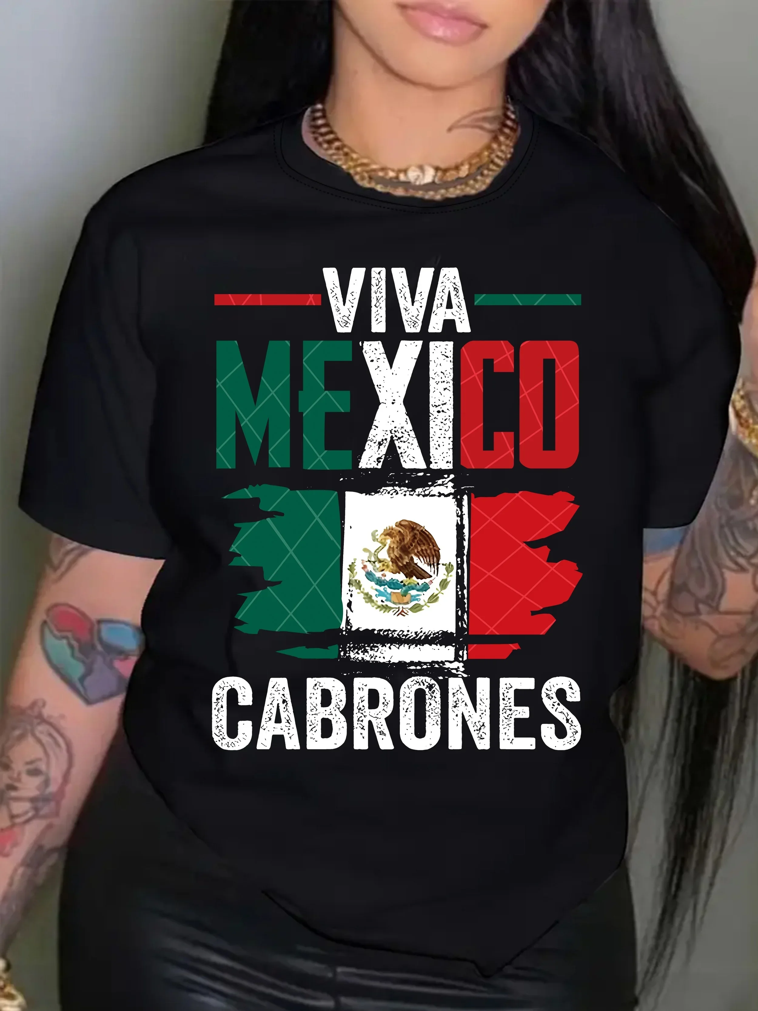 Vibrant Flag of Mexico Graphic Casual T-Shirt Mexican Independence Day Woman High Quality Cotton Tshirt Fashion Summer Tee Shirt