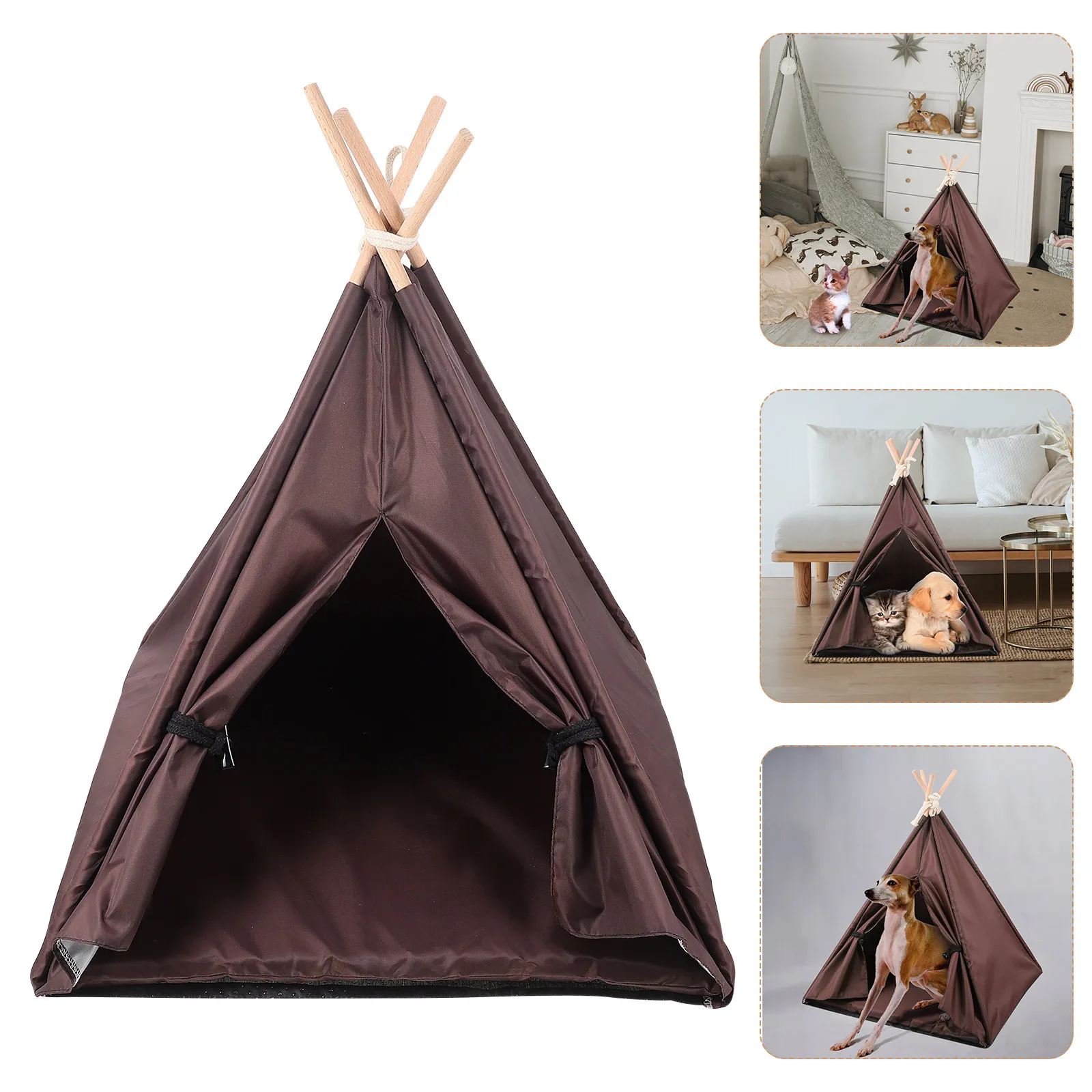 

Pet Waterproof Tent Oxford Fabric Dog Teepee Washable Indoor Outdoor Dog Tent Bed with Removable Cover Cat Sleeping