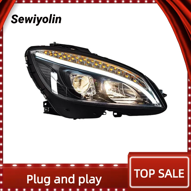 

For Benz C-Class W204 2007-2011 Car Accessories Headlight Assembly LED Lights Lamp DRL Signal Plug And Play Daytime Running