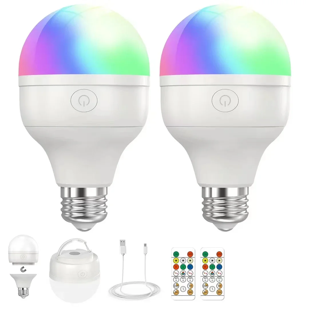 

3200mAh USB Rechargeable LED RGB Magnetic Emergency Light Bulb Portable E26 E27 Globe for Residential Use with Remote Control