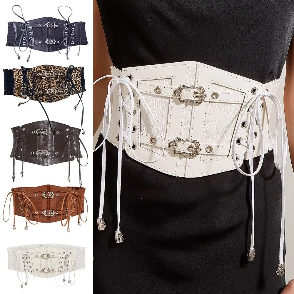 Fajas elásticas de Encaje Vintage para mujer, banda elástica, faja gótica, cinturones, corsé de cuerda, cinturones, falda, vestido, abrigo