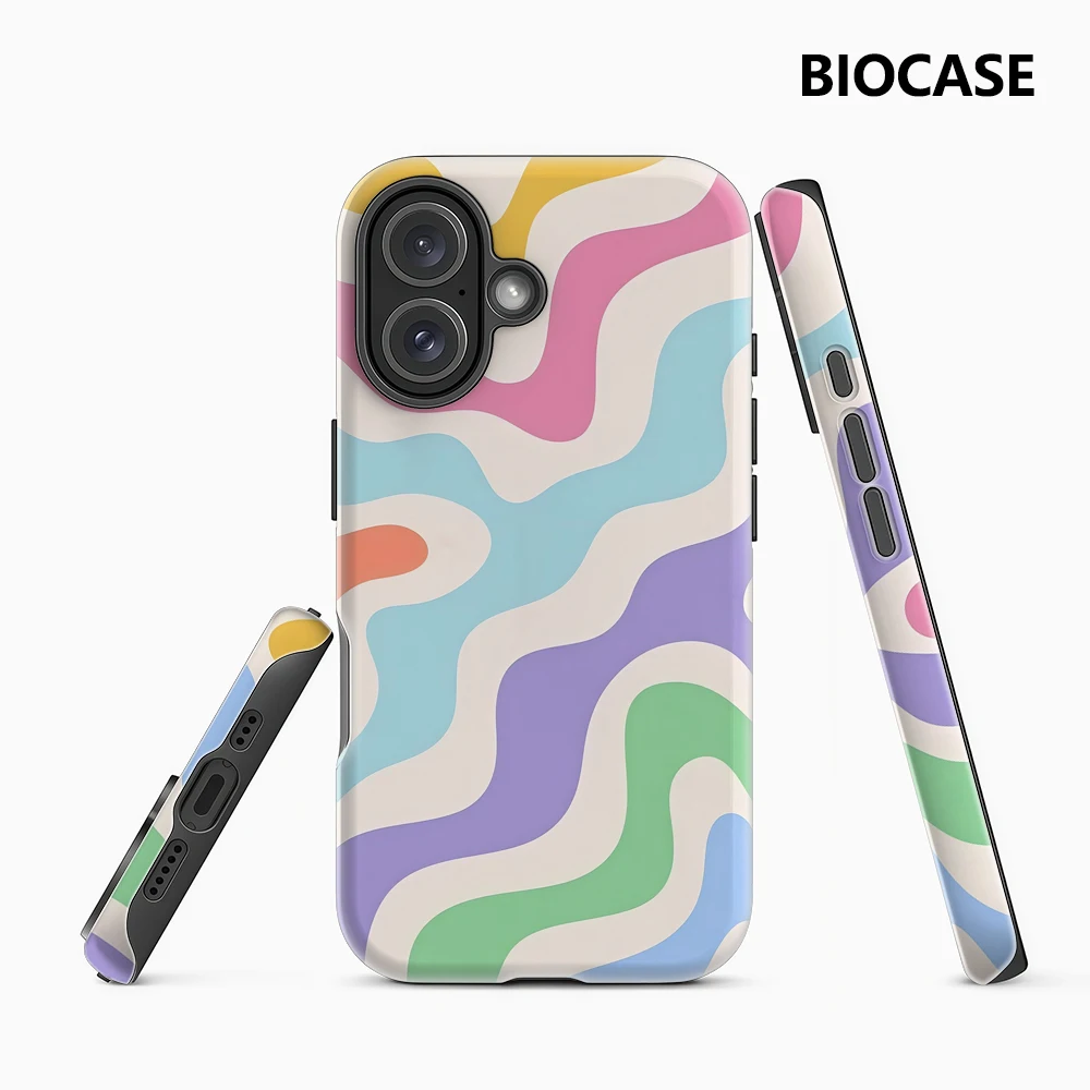 Colorful Wavy Beach Phone Case for Magnetic Phone Case for IPhone 17 16 15 14 13 Pro Max Plus Single Double-layer Tough Case