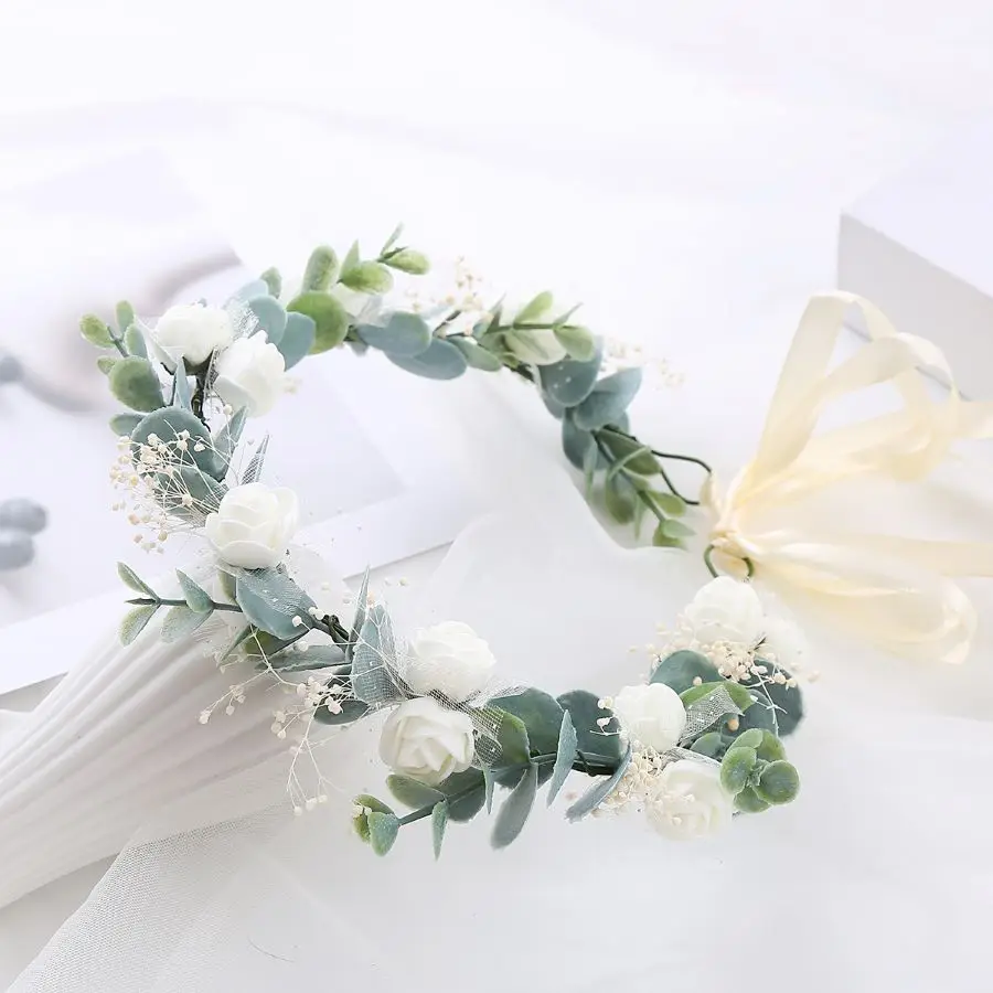 Mori Department simulation flower headdress garland decoration hair decoration bride decoration decoration photo photo garland