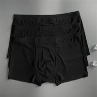 3 Pc Summer Ice Silk Underwear Men Sexy Boxers Seamless Male Underpants Plus Size Ultra-thin Trunk Shorts 2
