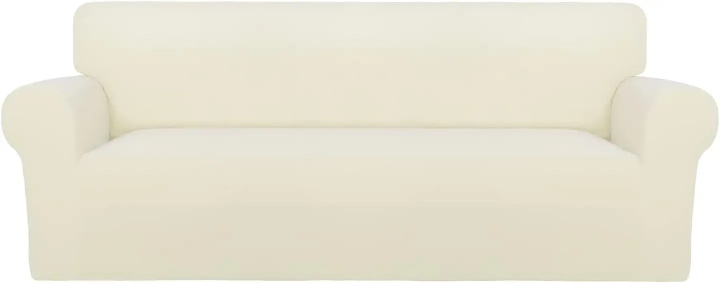 Super Stretch Sofa Slipcover - Non-Slip Washable Furniture Protector for Oversized Couches, Ivory