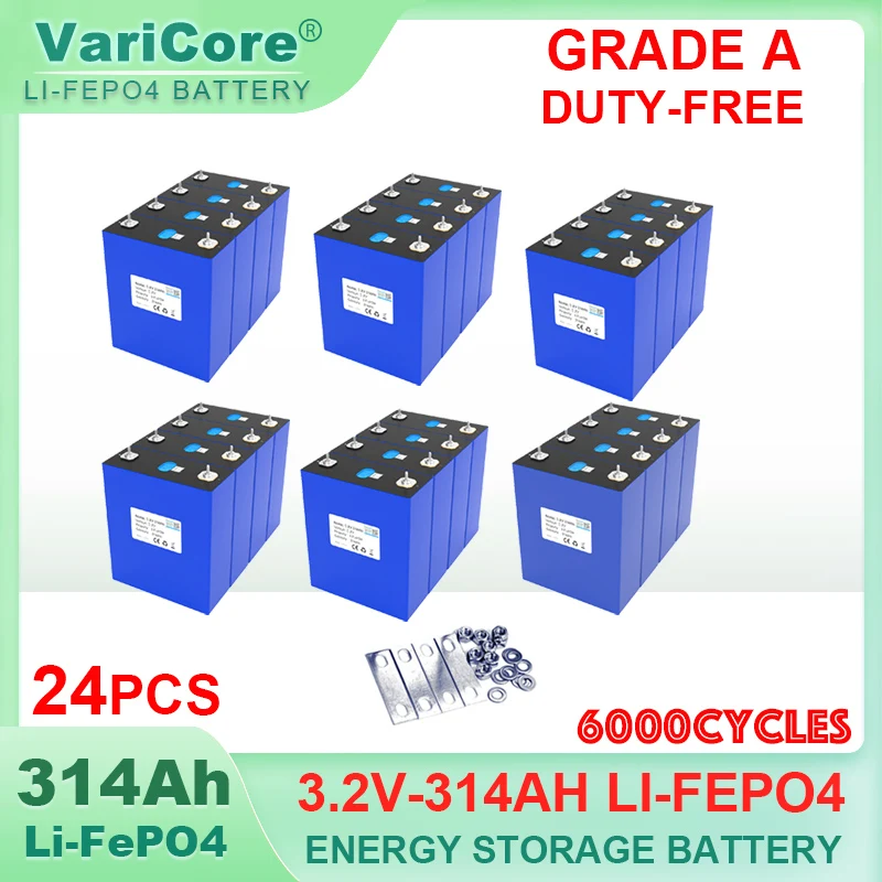 

24pcs 3.2V 314Ah Lifepo4 Rechargeable Battery Lithium Iron Phosphate Travel Solar RV Campers Cell 4s 12v batteries Tax Free